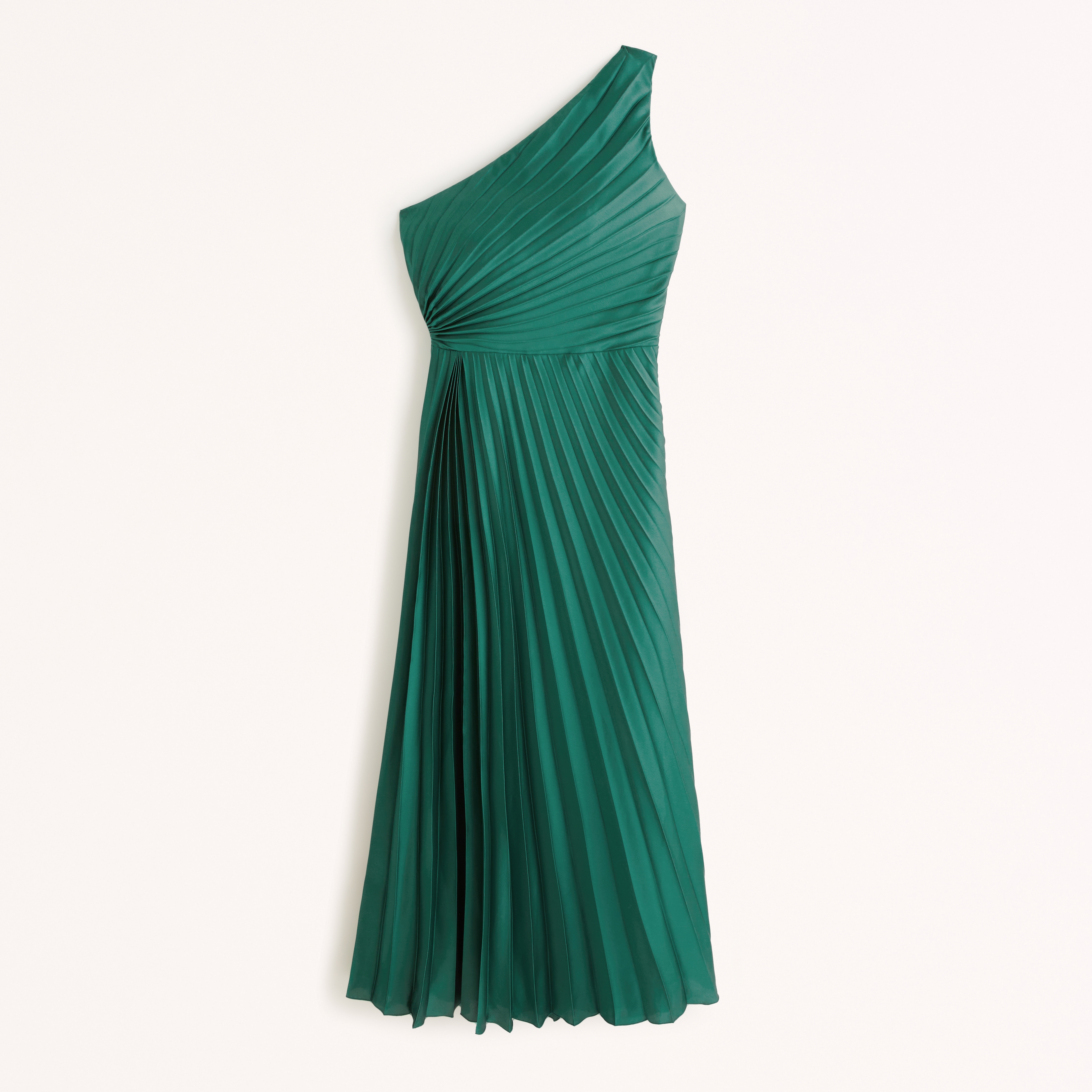 one shoulder pleated dress
